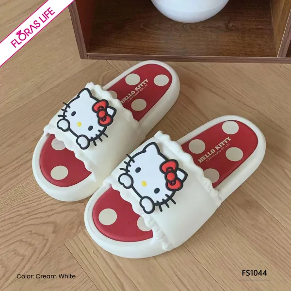 Cream White Hello Kitty Sakura Pink Hello Kitty SLIPPERS